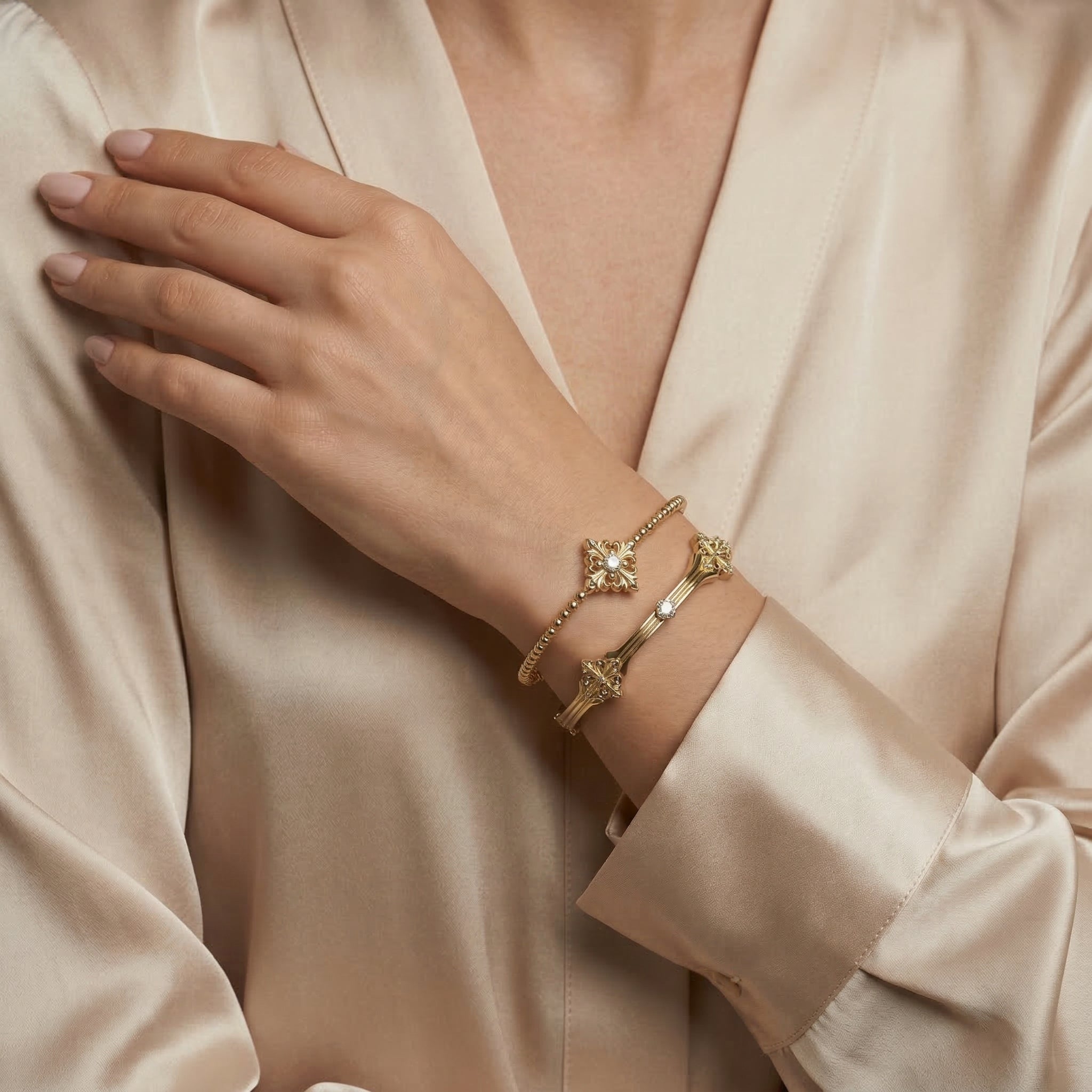 Elegant Gold-Plated Crystal Bracelets