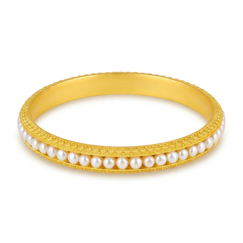 Elegant Gold-Plated Pearl Bangle
