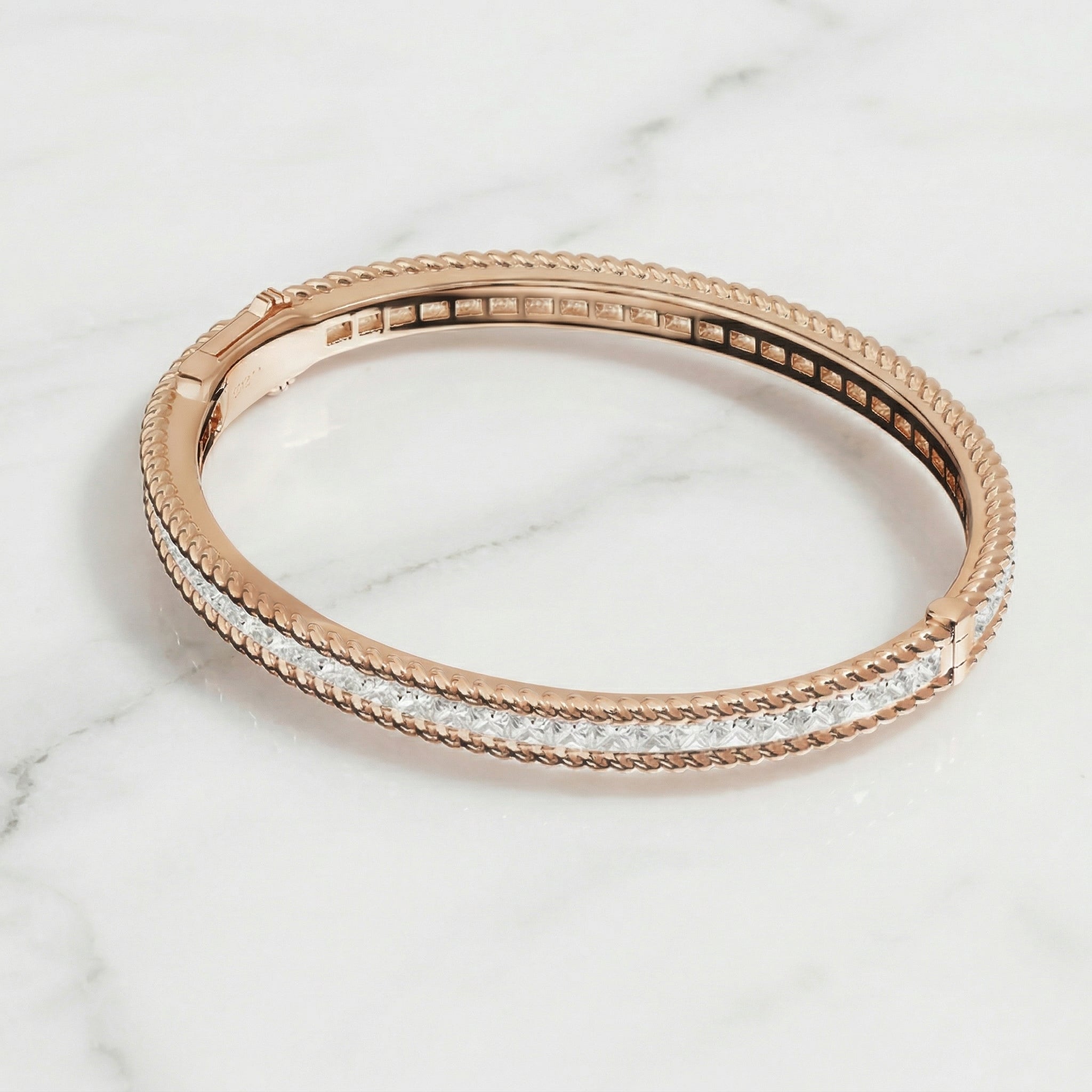 Rose Gold-Plated Crystal-Accented Bangle