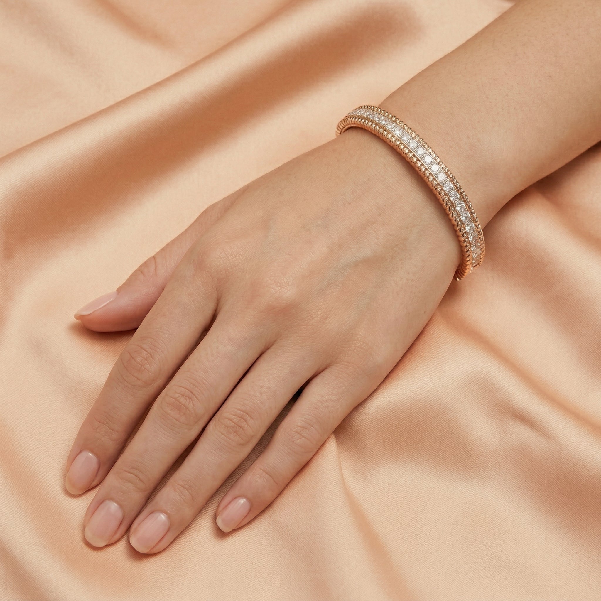 Rose Gold-Plated Crystal-Accented Bangle