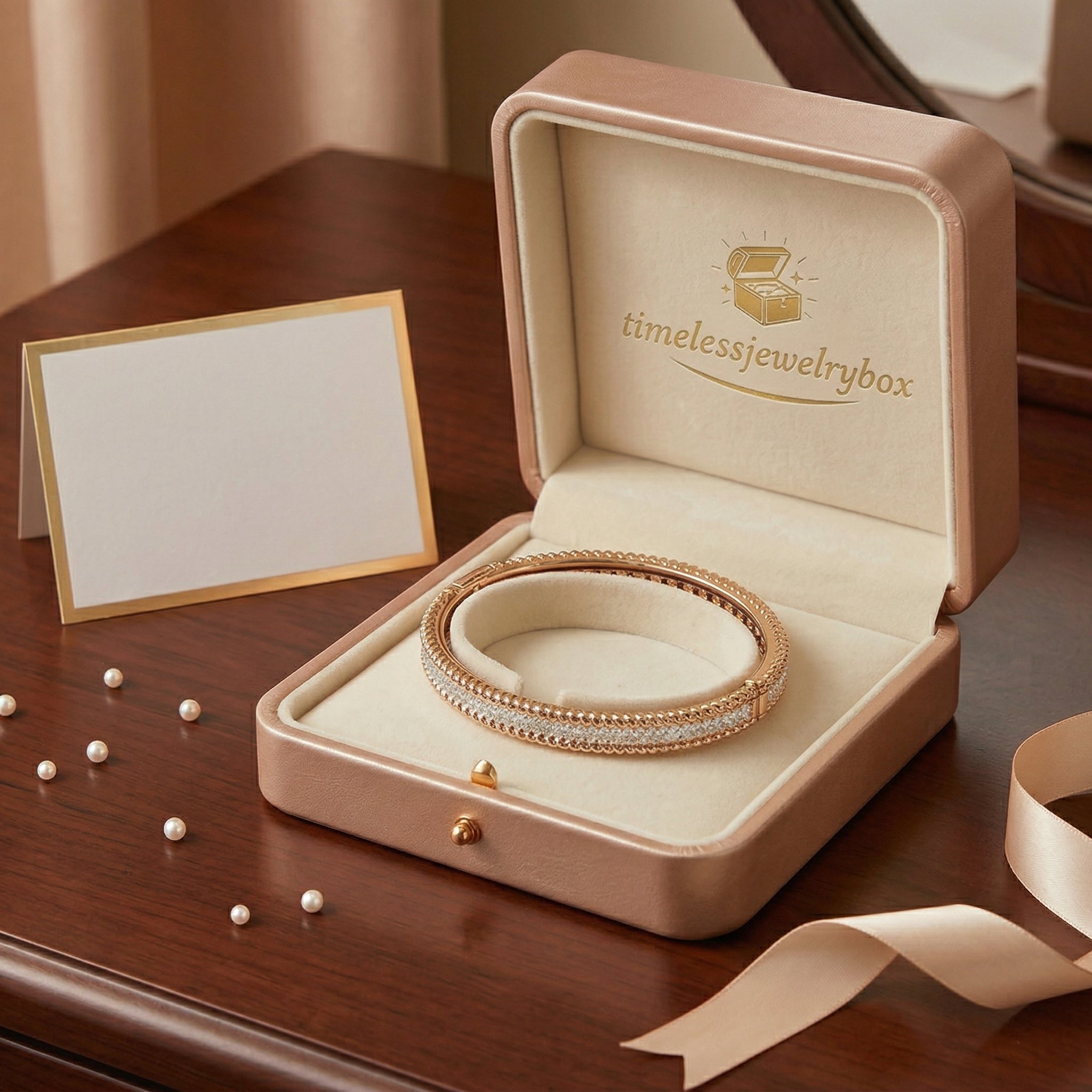 Rose Gold-Plated Crystal-Accented Bangle