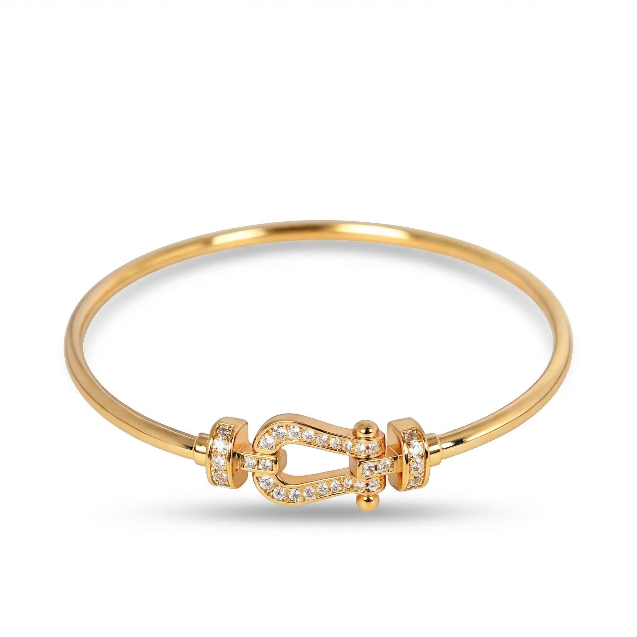 Golden Crystal-Studded Buckle Bangle