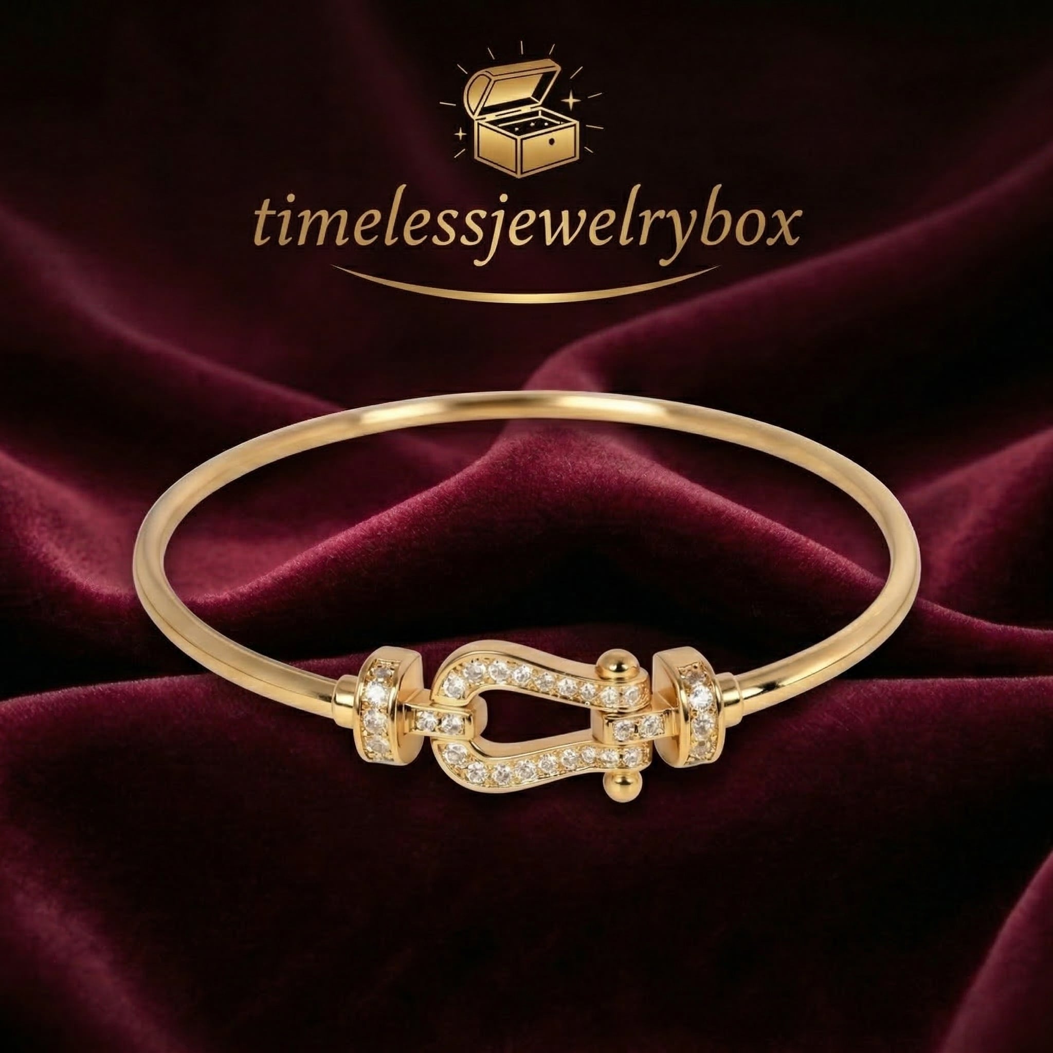 Golden Crystal-Studded Buckle Bangle