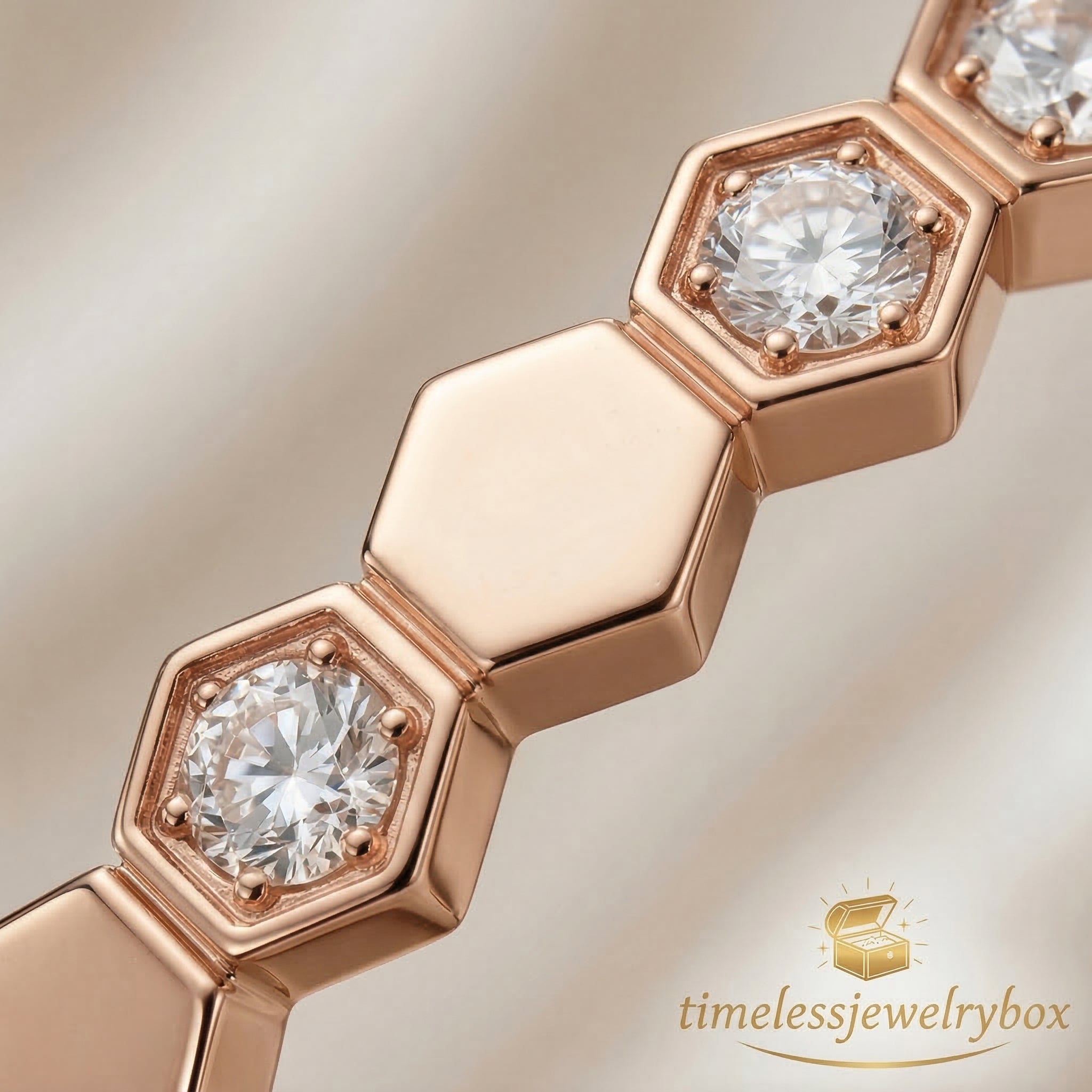 Rose Gold Hexagon Crystal Bangle