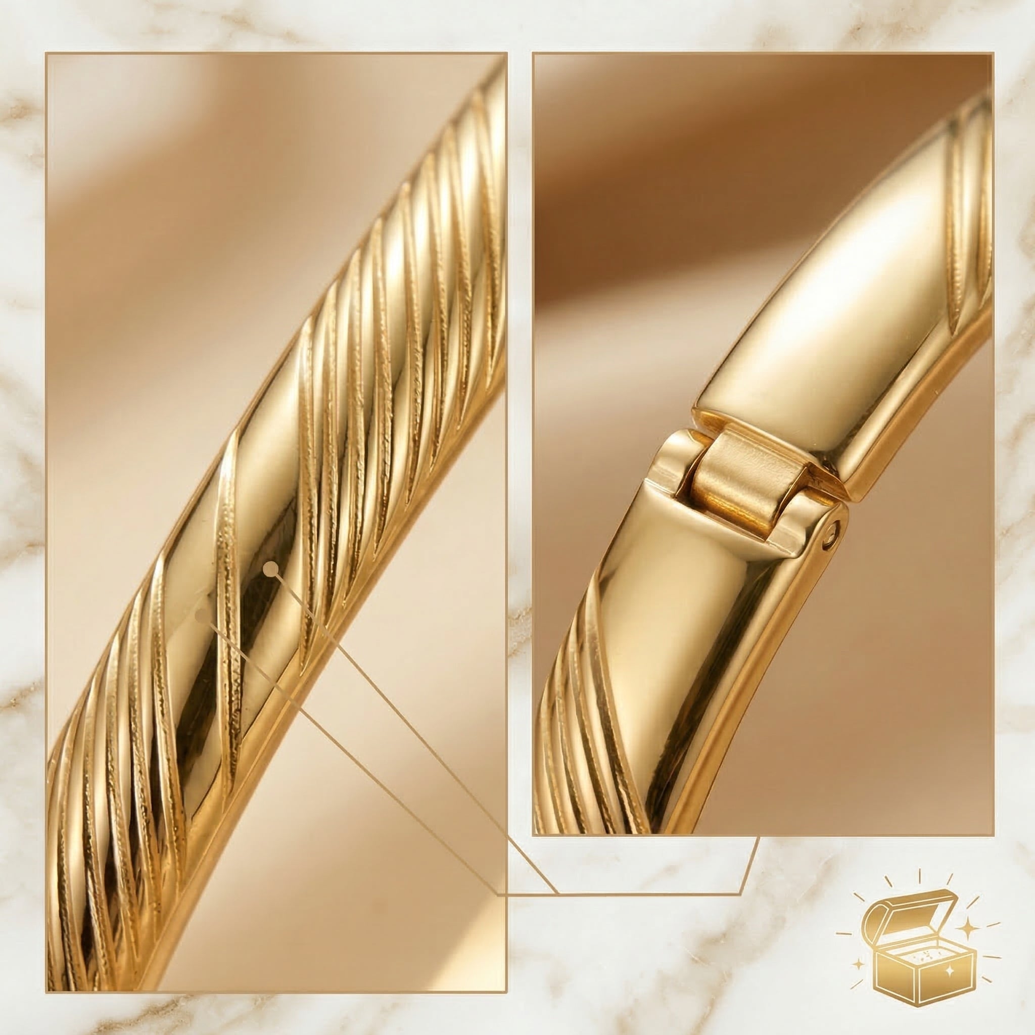 Elegant Gold-Plated Twisted Texture Bangle